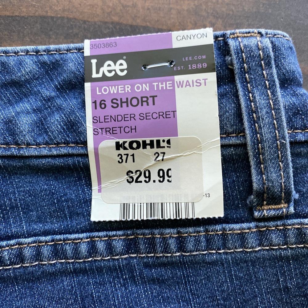 NWT Lee Jeans Women 16 S Blue Denim Slender Stretch Barely Bootcut Low on Waist - Picture 5 of 13